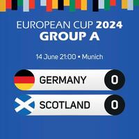 Alemania vs Escocia europeo fútbol americano campeonato grupo un partido marcador bandera euro Alemania 2024 vector