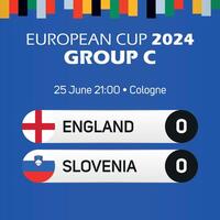 Inglaterra vs Eslovenia europeo fútbol americano campeonato grupo C partido marcador bandera euro Alemania 2024 vector