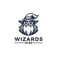 A logo design with a wise wizard theme vector