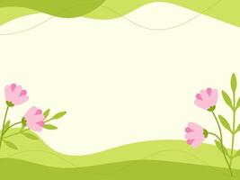 Abstract spring background with flowers. Hand drawn green Template with copy space text. Modern flat illustration vector