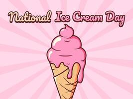 National Ice Cream Day in Retro Style. illustration with groovy mascot vector