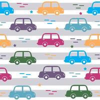 Cartoon Transportation Background for Kids. Seamless Pattern with doodle Toy Cars vector