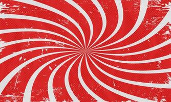 Retro Red Twisted Sunburst Curved Lines Scratched Grain Wallpaper vector