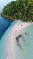 Vertikale Drohne Aufnahmen von schön tropisch Strand mit Türkis Wasser und Weiß Sand video