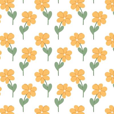 Floral pattern. Yellow flower in flat style. Pattern for textile, wrapping paper, background.