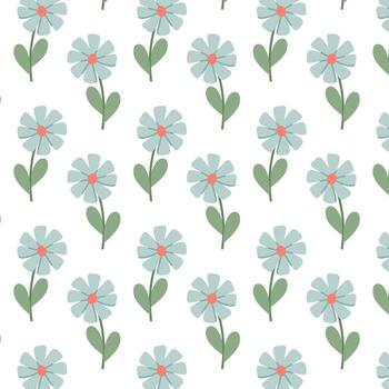 Floral pattern. Blue wildflower in flat style. Pattern for textile, wrapping paper, background. vector