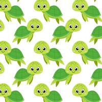 Turtle in flat style. Pattern with cute sea turtle. Undersea world. Pattern for textile, wrapping paper, background. vector