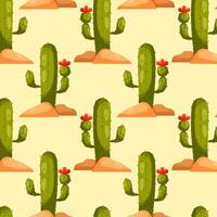 Blooming cactus. Pattern with cartoon cactus. Cactus in flat style. Desert plant. Pattern for textile, wrapping paper, background. vector