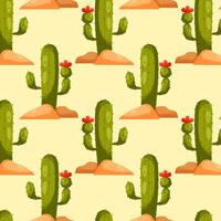 floreciente cactus. modelo con dibujos animados cactus. cactus en plano estilo. Desierto planta. modelo para textil, envase papel, antecedentes. vector