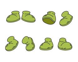 Set of illustrations of shoes for cartoon characters. Groovy character in flat style. vector