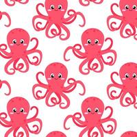 Octopus in flat style. Pattern with cute octopus. Undersea world. Seamless pattern for textile, wrapping paper, background. vector