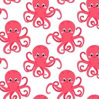 Octopus in flat style. Pattern with cute octopus. Undersea world. Seamless pattern for textile, wrapping paper, background. vector