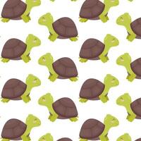 Pattern with a land turtle. Cute turtle in flat style. Pattern for textile, wrapping paper, background. vector