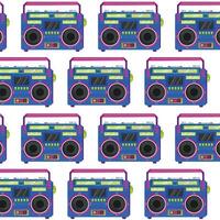 Pattern with a retro tape recorder. Boombox in flat style. Pattern for textile, wrapping paper, background. vector