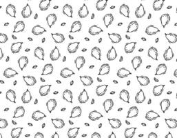 Hand drawn seamless pattern of pears, pears and leaves on a white background. Design elements in sketch style. Ideal for menus, flyers, posters, prints, packaging. vector