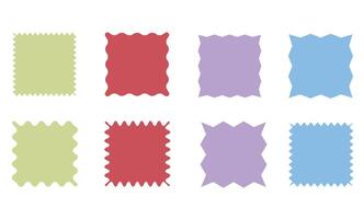 Set of squares, icons stickers, smooth and sharp edges, Colored on white. Simple vintage flat style labels, stickers. Design elements. Collection of different types of icons. vector