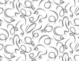 The pattern line is drawn with a brush. Pencil curls Ornament. Scribble strokes background. Doodle pattern air effect, curved lines. Black pencil sketches. Curls and strokes. vector