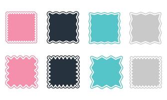 Set of squares, icons stickers squares with outline, colored on white. Simple vintage flat style labels, stickers. Design elements. Collection of different types of icons. vector