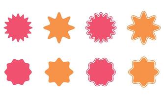 conjunto de estallido estelar, rayos de sol insignias con describir. Clásico etiquetas. vistoso pegatinas conjunto de diferente icono tipos y colores. ilustración vector