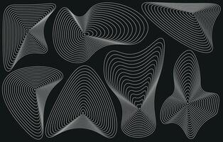 conjunto de oval perspectiva rejillas blanco enrejado formas con distorsión y digital ornamento para diseño y web presentación vector