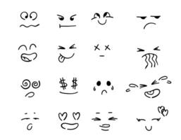 Set of doodle emotions faces cartoon. Doodle of cute emotions on a white background. illustration. vector