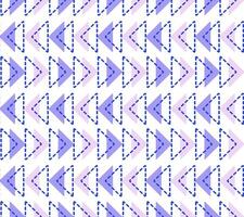 Pattern of arrows in the form of triangles. Shape of triangles colored and dotted lines. Direction, pointers. Geometric abstract pattern on a white background. Simple illustration. vector