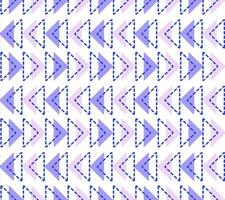 Pattern of arrows in the form of triangles. Shape of triangles colored and dotted lines. Direction, pointers. Geometric abstract pattern on a white background. Simple illustration. vector