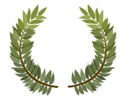 Laurel victory wreath. Branches with green leaves in a frame on a white background. Winner's award. Drawn color image. isolated object. vector