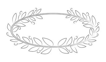 Sketching a wreath of laurel leaves and olives. Victory wreaths from branches. Drawing with black pencil. Isolated object on a white background. illustration vector