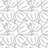 Pattern with Bulgarian Peppers. Outline vegetable. Bell pepper. Cooking food and salad. Pattern for the kitchen. Product on the market. Linear image. illustration vector