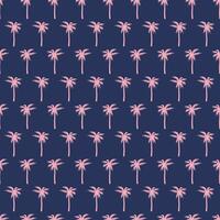 Pattern of pink palm trees on a dark background. Tropical tree seamless pattern. Beach, jungle, oasis. Vacation, tourism. Botany, plant. vector