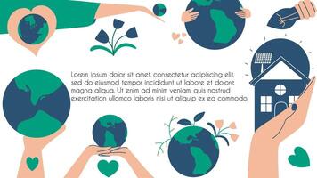 Environmental concept banner. ESG background. Ecological and save planet graphic frame. vector