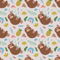 Cute sloth seamless pattern. Baby pattern for clothes, diapers, wrapping paper, wallpaper vector