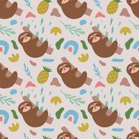 Cute sloth seamless pattern. Baby pattern for clothes, diapers, wrapping paper, wallpaper vector