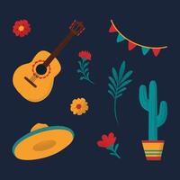 Hand drawn design elements collection for cinco de mayo celebration vector