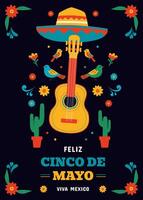 Flat vertical poster template for cinco de mayo celebration vector