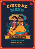 Hand drawn cinco de mayo vertical poster template vector