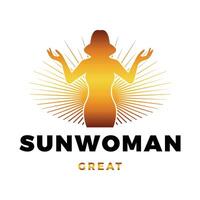 Sun Woman Icon Logo Design Template vector