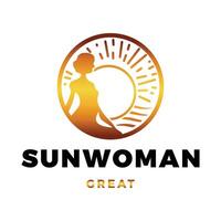 Sun Woman Icon Logo Design Template vector