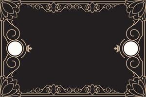 Vintage frame with patterned angles on a black background. Design a template for invitations, leaflets and greeting cards. illustration. vector