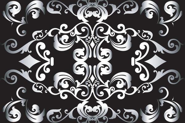 Seamless black and white kaleidoscope gradient floral art pattern of batik woven ethnic ornament for background sticker wallpaper advertising or clothing. Illustration.