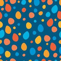 Seamless geometric pattern. Multi-colored dots on a blue background. Abstract background with drawn circles. Polka dot print. Modern design. vector