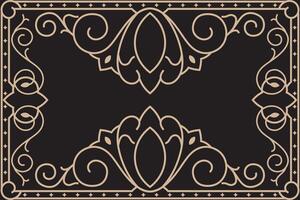 Vintage frame with patterned angles on a black background. Design a template for invitations, leaflets and greeting cards. illustration. vector