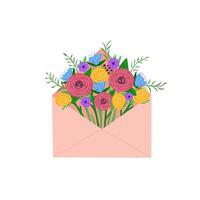 flores en el sobre. ilustración para impresión, antecedentes, cubre y embalaje. imagen lata ser usado para saludo tarjetas, carteles, pegatinas y textil. aislado en blanco antecedentes. vector