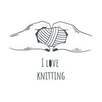 I love knitting lettering graphic vector