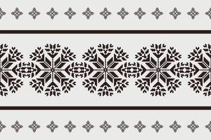 Ethnic floral embroidery border pattern. Abstract ethnic floral embroidery geometric shape seamless pattern. Use for textile border, tablecloth, table runner, wallpaper, cushion, carpet, etc. vector