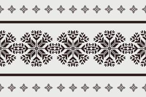 Ethnic floral embroidery border pattern. Abstract ethnic floral embroidery geometric shape seamless pattern. Use for textile border, tablecloth, table runner, wallpaper, cushion, carpet, etc. vector