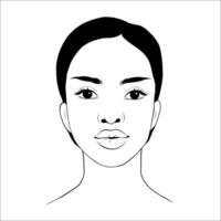 portrait of beautiful african american woman in black and white. Gentle silhouette, fashion illustration vector