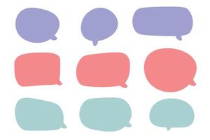 Set speech bubbles on white background. chat box or chat square and doodle message or communication icon Cloud speaking for comics and minimal message dialog vector