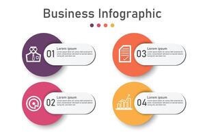 infografía modelo para negocio información presentación. cuadrado y icono elementos. moderno flujo de trabajo diagramas reporte plan 4 4 temas vector